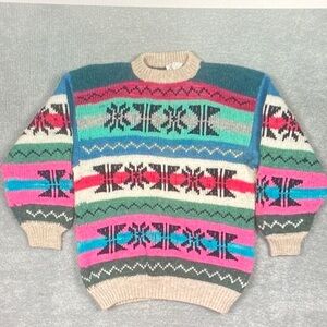 Colorful Patterned Crewneck Sweater for Men